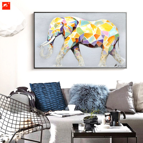 Cartoon Cute Animal Colorful Elephant Canvas Oil Painting