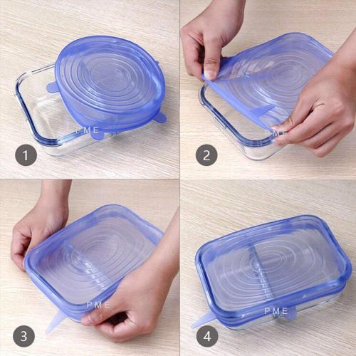 Freezer microwave safe non-spill silicone stretch lids