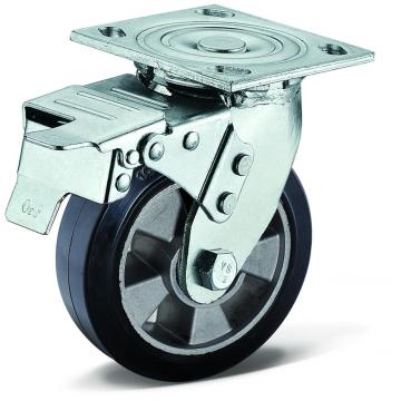 Swivel Top Plate Brake Type Caster Black Rubber