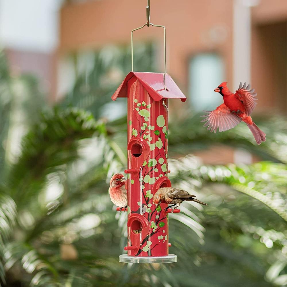 Birdfeeder de tubo pendurado com 6 portas de alimentação