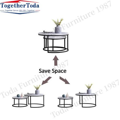 Metal Frame top Marble Side Coffee Table set