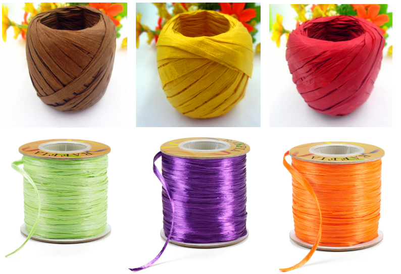 wrapping paper raffia ribbon