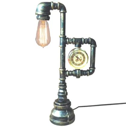 Retro Industrial Water Pipe Brass Desk Lamp