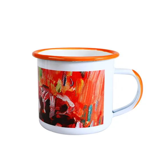 High Quality Stocks Wholesales FDA Customized Logo Designs Funny Coffee Enamel Camping Sublimation Mug 11oz