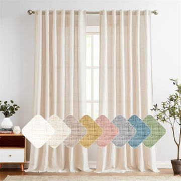 Natural Linen Window Drapes Rod Pocket Back Tab Light Fitting Cotton Linen Curtains for Living Room Bedroom Home