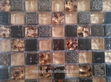BDA series foil crystal glass mix marble mosaic kitchen backsplash bathroom wall tile