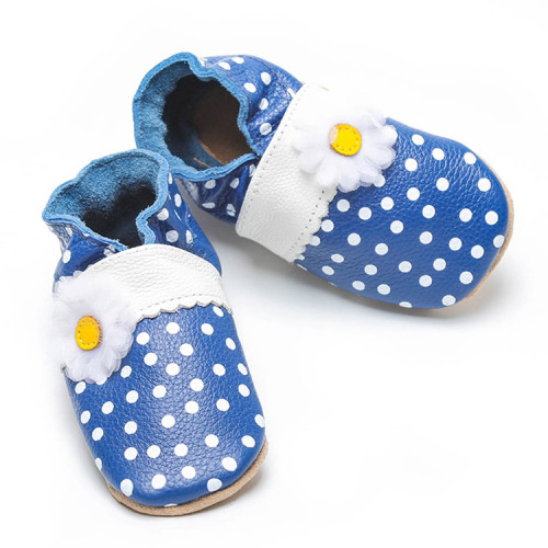 Blaue Druck-weiche Baby-Leder-Hausschuhe-Schuhe