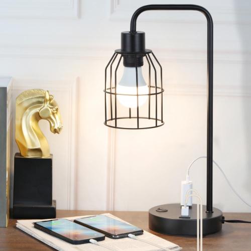 Lampe de bureau industrielle avec AC-Outlet et Bulb LED