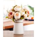 Silk Peony Bouquet with Ceramic Vase