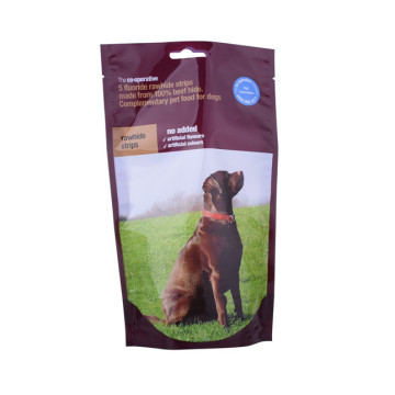 Recycling dog food pack sealed with tear notch