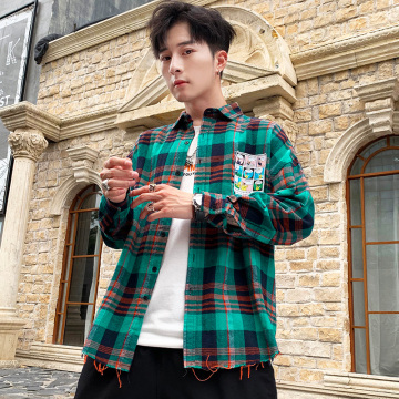 Men's casual plaid shirt