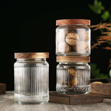 Embossed Cork Lid Glass Jar for Tea and Spices