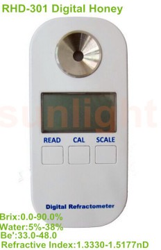 RHD-301 Digital Honey Refractometer Brix/Water/Be' 3 in 1with ATC