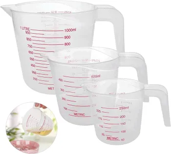 3pcs Food Grade Plastic Measuring Jugs for Cooking and Baking