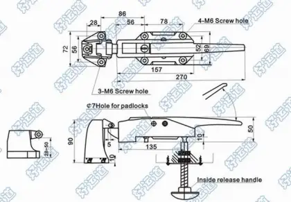 09118 Refrigerator van truck fastener C/W push rod