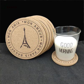 Customized Eco Wood Table Decor for Cold Drinks and Wine Glasses - 4 inch, 1/5 inch Thick Cork Coasters and Placemats