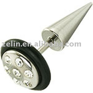 clear 316l gem paved ear taper piercing fake plug