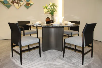 Bulgari High-End Modern Cream Marble Round Dining Table