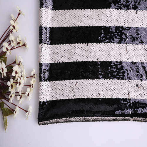 High Quality Stripes Two Tone Sequins Embroidery Fabric