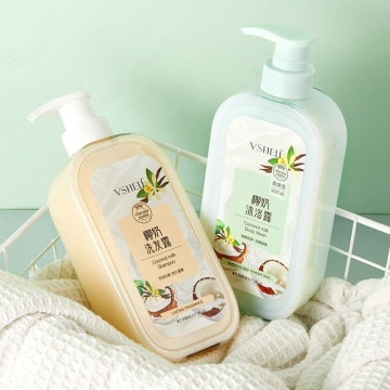 Vanilla Coconut Milk Shower Gel & Shampoo 500ml Set with Plant Extracts and Essential Oils