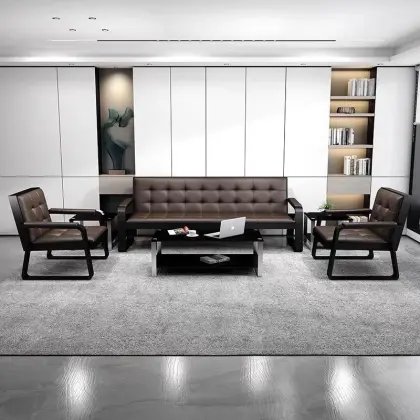 Gold Wood Frame Leather Double Seats for Public Hospitals and Airports