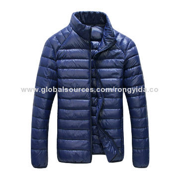 Ultra light weight down jacket, packed in a drawstring bag, customized designs are accepted