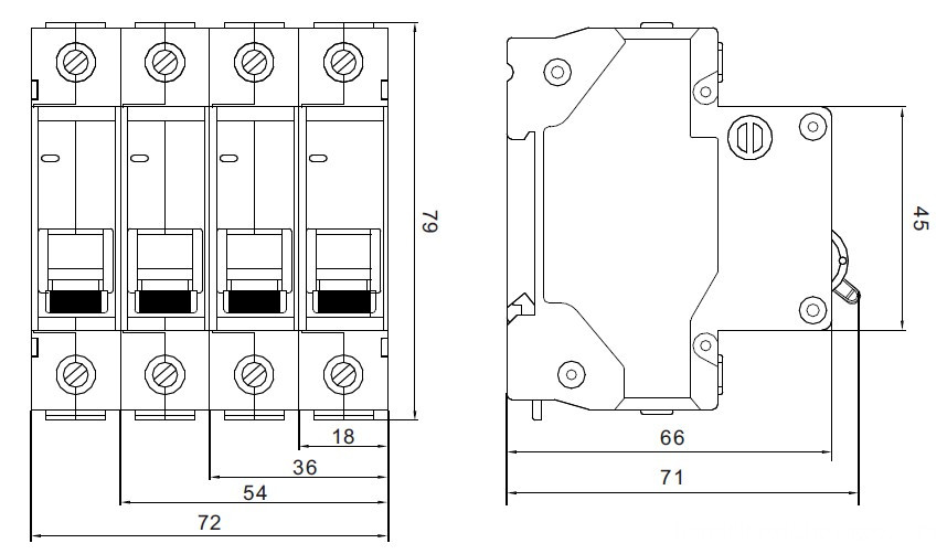 DZ47-63S Mini Circuit Breaker Dimension