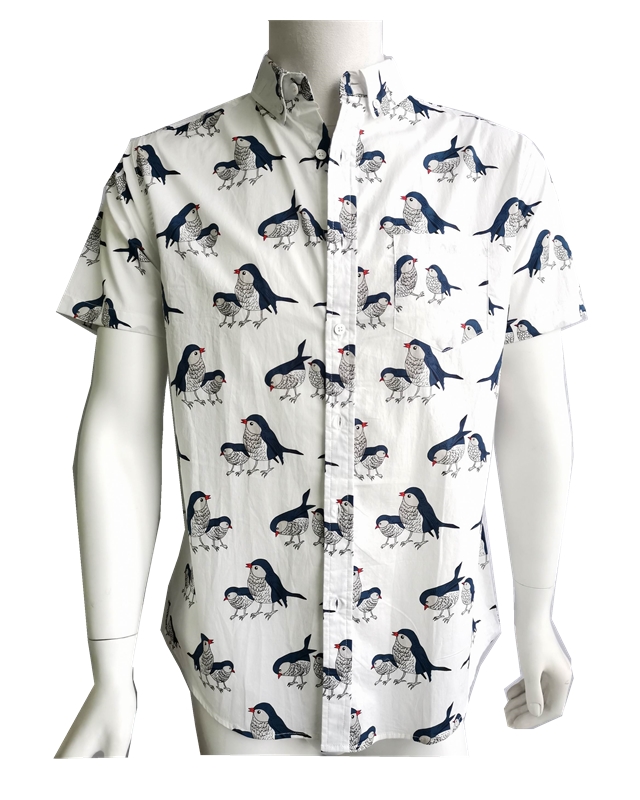 Men Fashion Cotton Print Short Sleeve Shirt