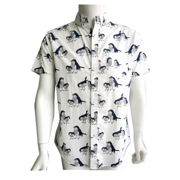 Men Fashion Cotton Print Short Sleeve Shirt