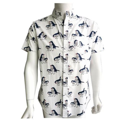 China Men Fashion Cotton Print Short Sleeve Shirt Supplier