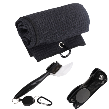 Custom Logo Golf Gift Set: Includes Microfiber Waffle Towel, Double-Sided Putter Club Brush, Divot Repair Tool, and Ball Marker - Hot Sale