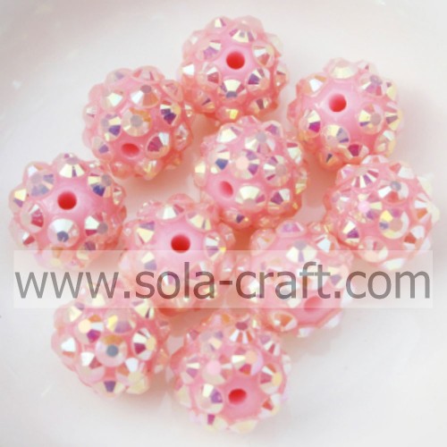 10 * 12 MM Roze AB Hars Strass Kralen Chunky Sieraden Ketting