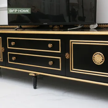 French Style Luxury TV Rack: Solid Wood High-End Bedroom Side Table