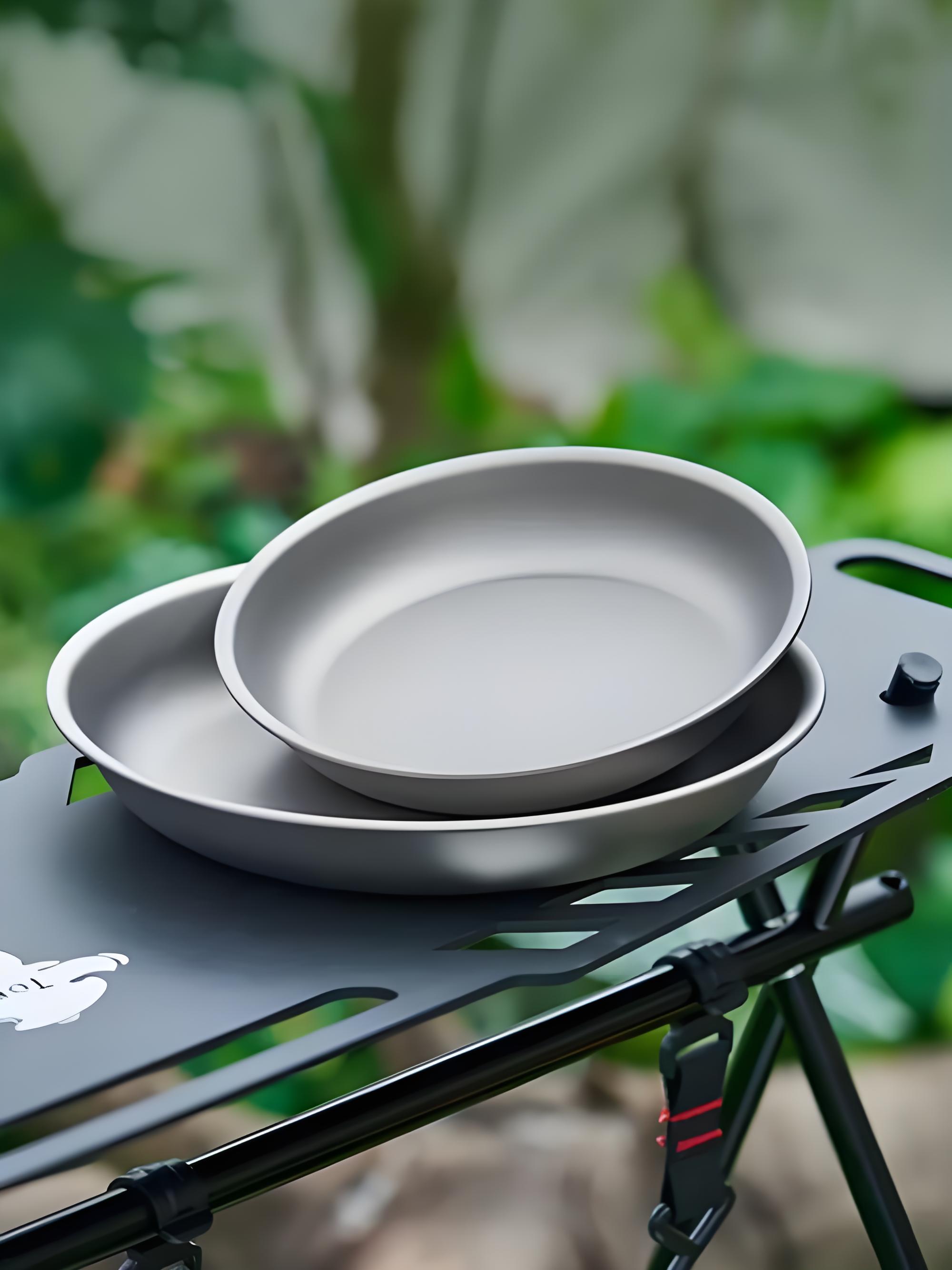 Ultralight Titanium Plate Portable Dinner Dish for Camping