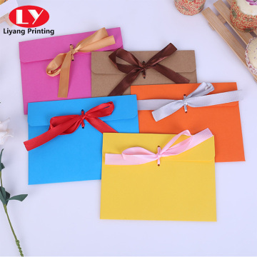 Custom colorful envelope with ribbon closure cheap