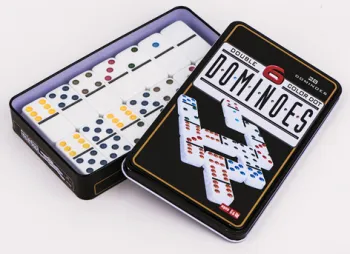 Double 6 Plastic Dominoes In Tin Box