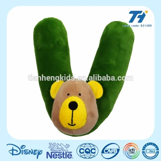 5 inch or 8 inch bear educational plush toys and V alphabet letter toys