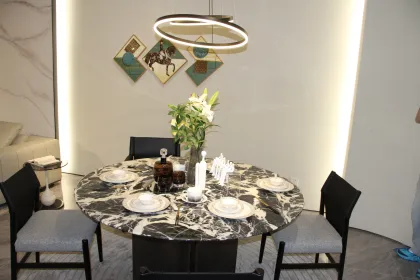 Bulgari High-End Modern Cream Marble Round Dining Table