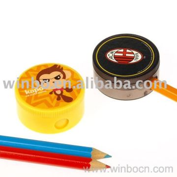 Round shape kids plastic pencil sharpener