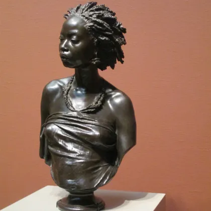 Arts metal figure bronze african girl sculpture life size african woman bust statue