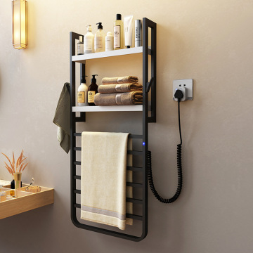 Factory Wholesale Hotel Bathroom Black Aluminium Wall-Mounted Plug-In 3-Tier 6-Strip Electric Towel Warmer