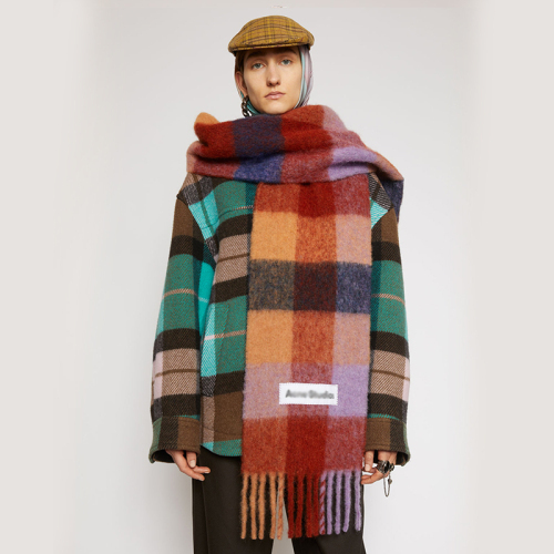 Autumn winter2020new multicolor Plaid fringed women's scarf AC the same rainbow Plaid fashion shawl men's and women's warm scarf