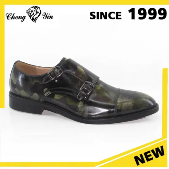 Dress Shoes Collection Goodyear welt Lace-up army green mens leather sole oxford shoes