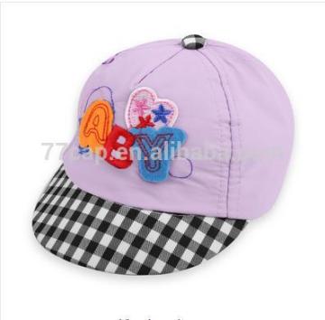 Baby Lovely Light Purple Embroidered Letters Design Plaids Pattern Visor Baseball Cap