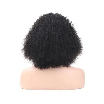 180% Density Side Part Remy Indian Human Hair Cheap Black Short Big Afro Puff Kinky Twist Full Lace Wig