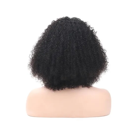 180% Density Side Part Remy Indian Human Hair Cheap Black Short Big Afro Puff Kinky Twist Full Lace Wig