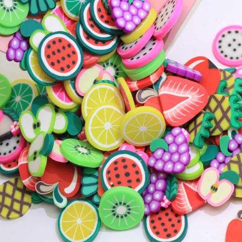 15-20mm Polymer Clay Fruit Slice Strawberry Kiwi  Flat Back  Slices For  Earrings Charms Paste Hairpin  DIY