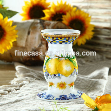 Elegant Fine New Bone China Ceramic Flower Candle Holder of Lemon Fragrance