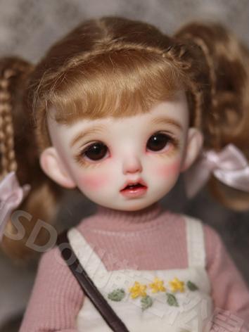 BJD Parrucca Ragazza Trecce Rosa/Marrone Capelli per YOSD