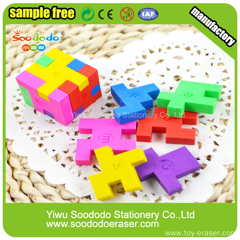 3D Colorful Mini TPR Assembled Puzzle Cube Eraser China Manufacturer